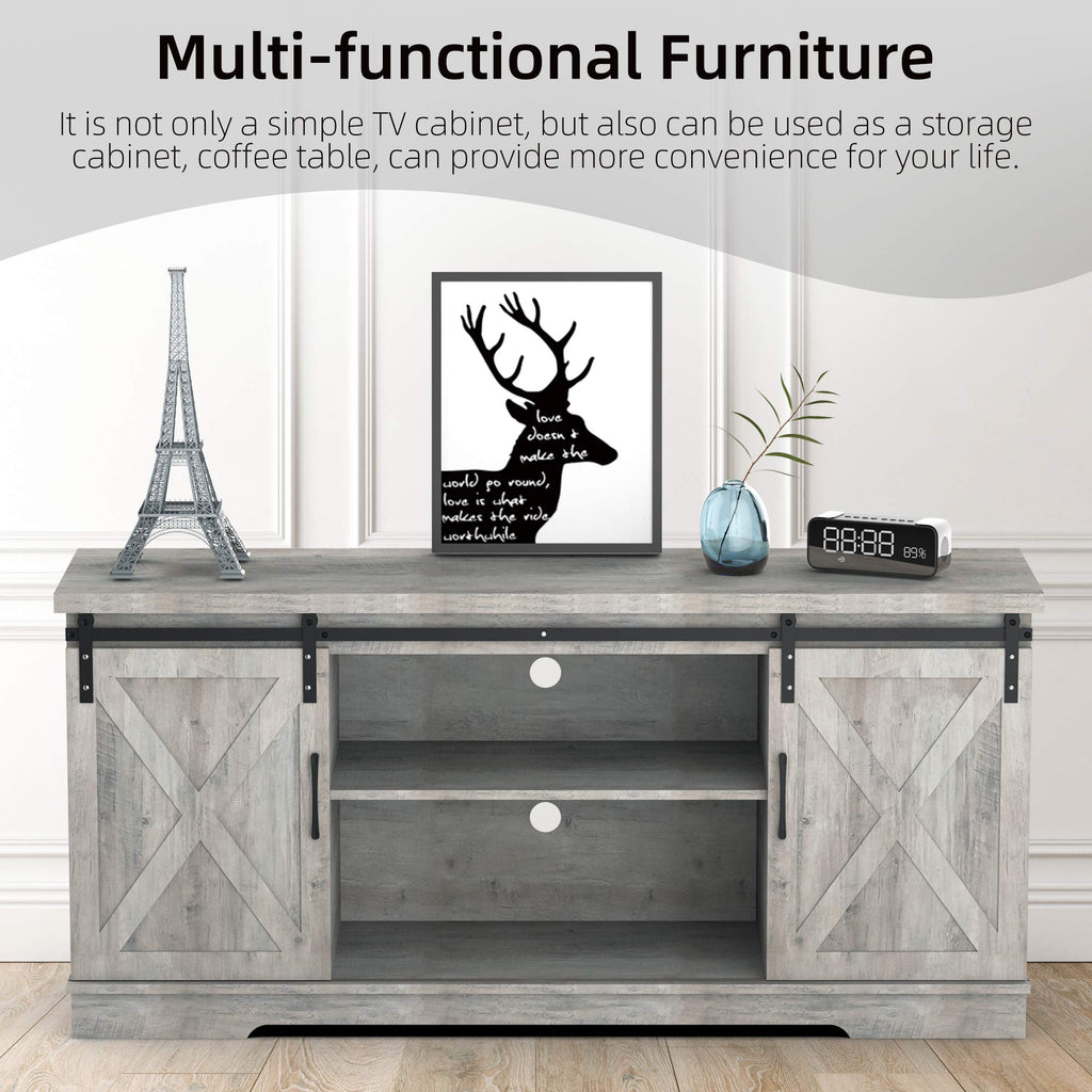 65 Inch Oak TV Stand with Storage Cabinet I409