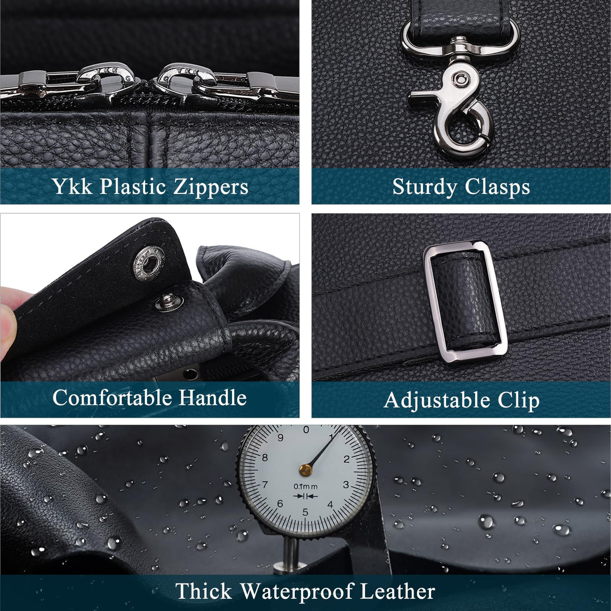 Black Leather 16 Inch Laptop Briefcase Bag G15496