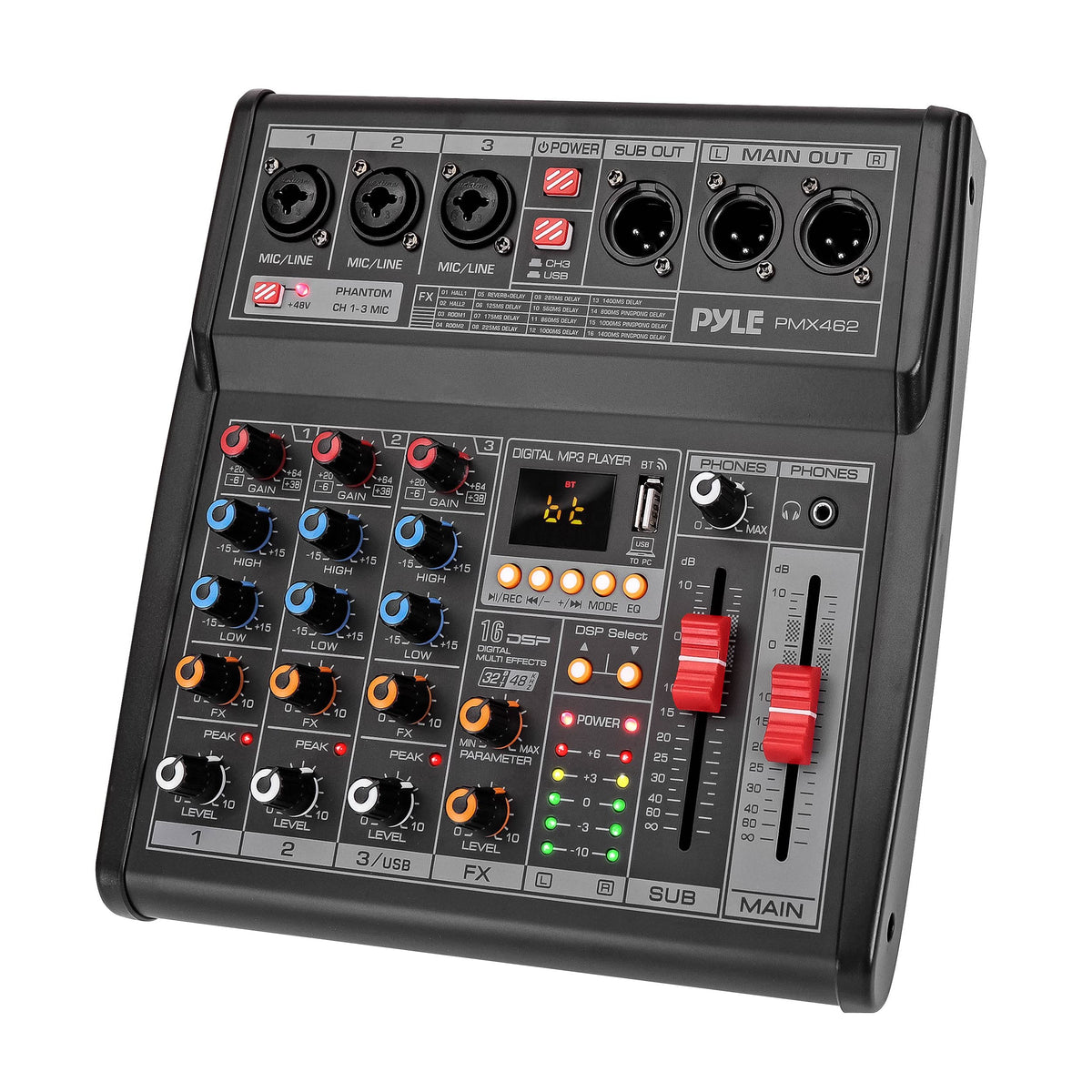 3-Channel DJ Audio Mixer with 16 Preset DSP Effects U51539