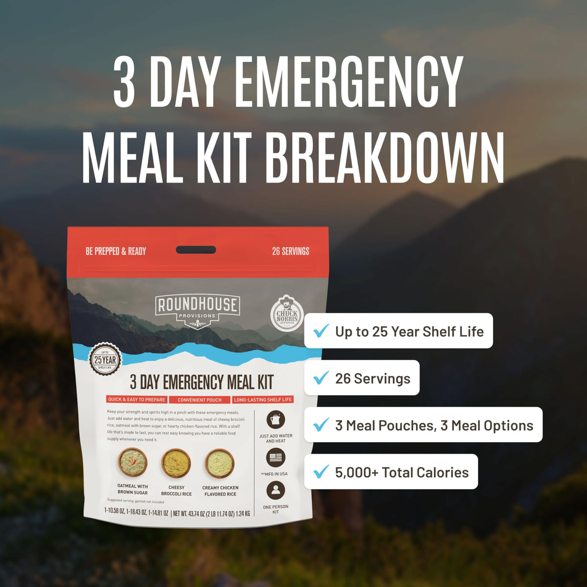 3 Day Emergency Meal Kit, 26 Servings J931