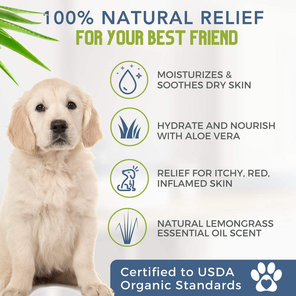 Certified Organic Hypoallergenic Dog Shampoo with Aloe and Lemongrass 16 oz A193276