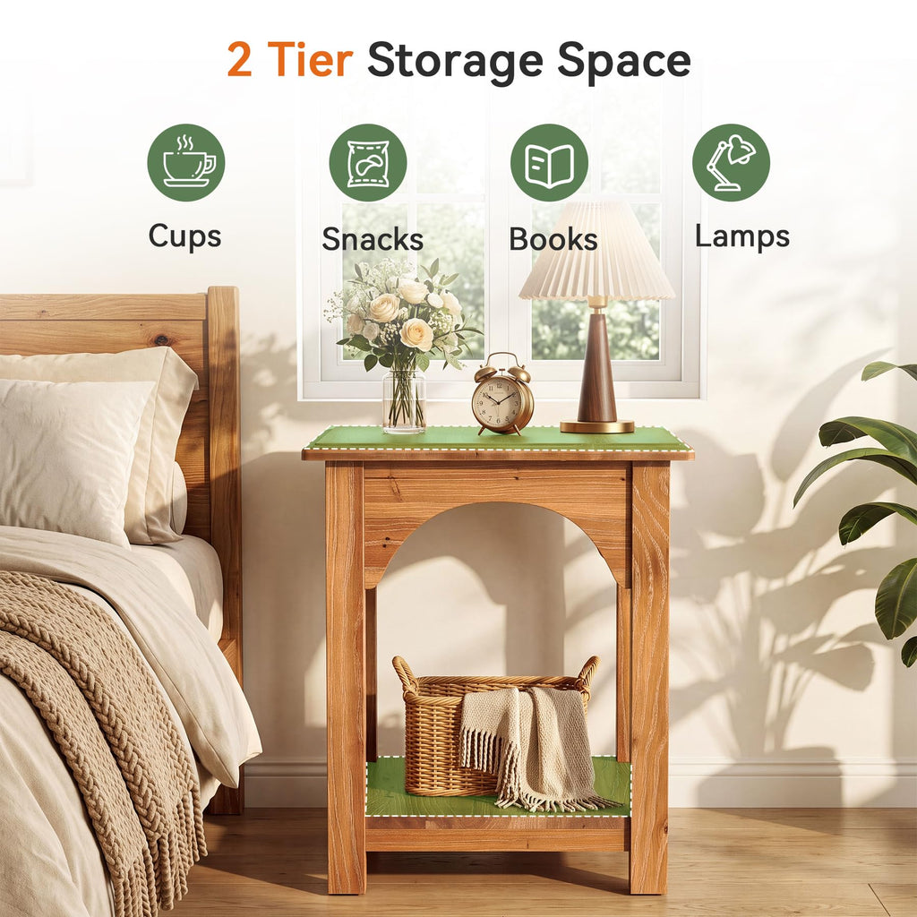 Set of 2 Solid Wood 2-Tier Side Table H484166