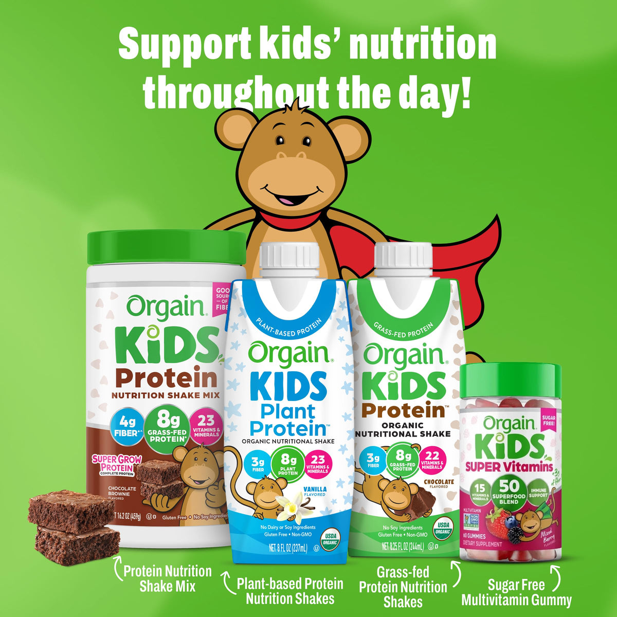 Organic Kids Vegan Protein Shakes Vanilla 8g Plant Protein 8 Fl Oz 12 Pack A80030