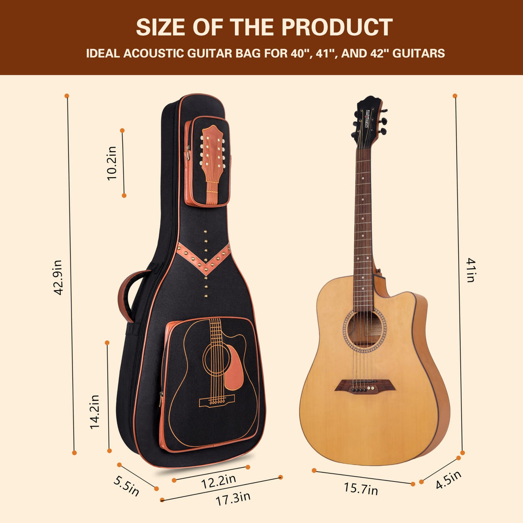 40/41/42" Waterproof PU Leather Acoustic Guitar Bag S4201