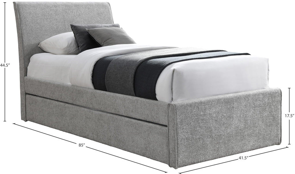 Grey Chenille Twin Trundle Bed H2120
