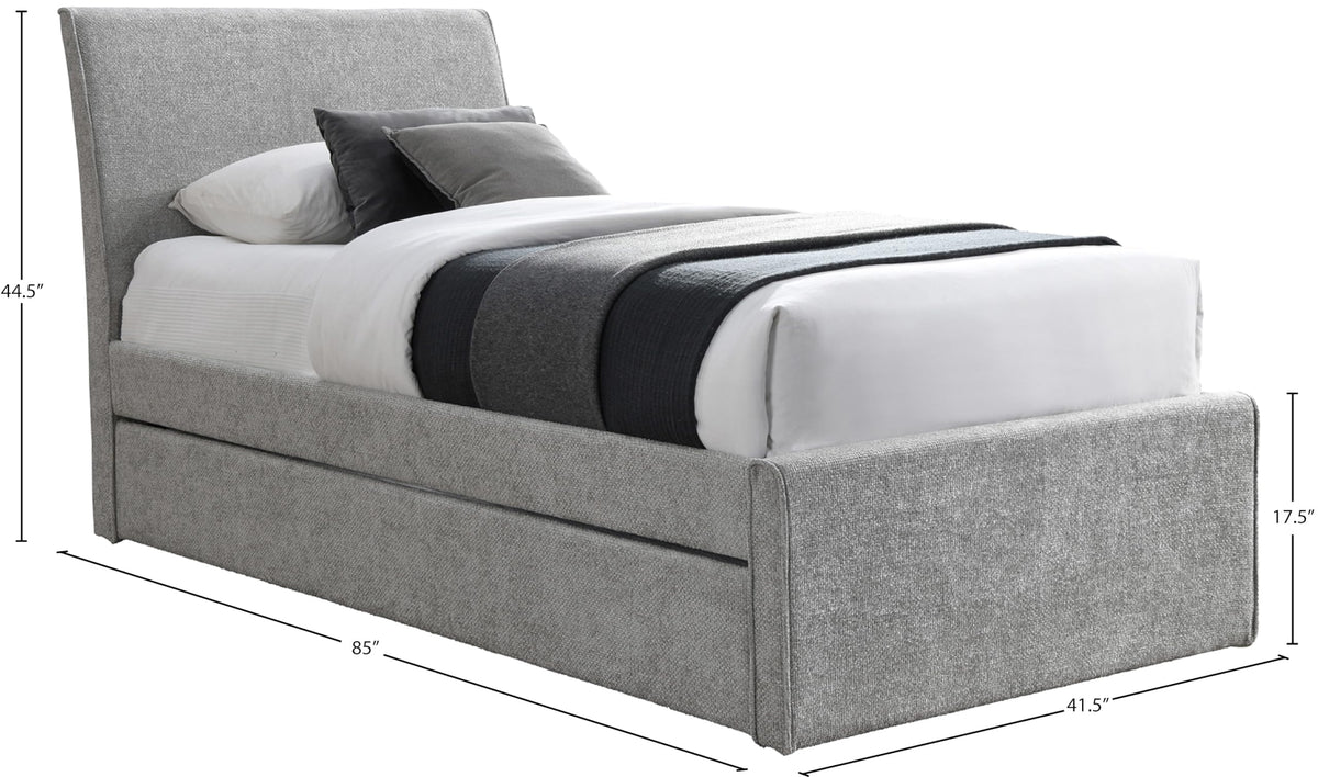 Grey Chenille Twin Trundle Bed H2120