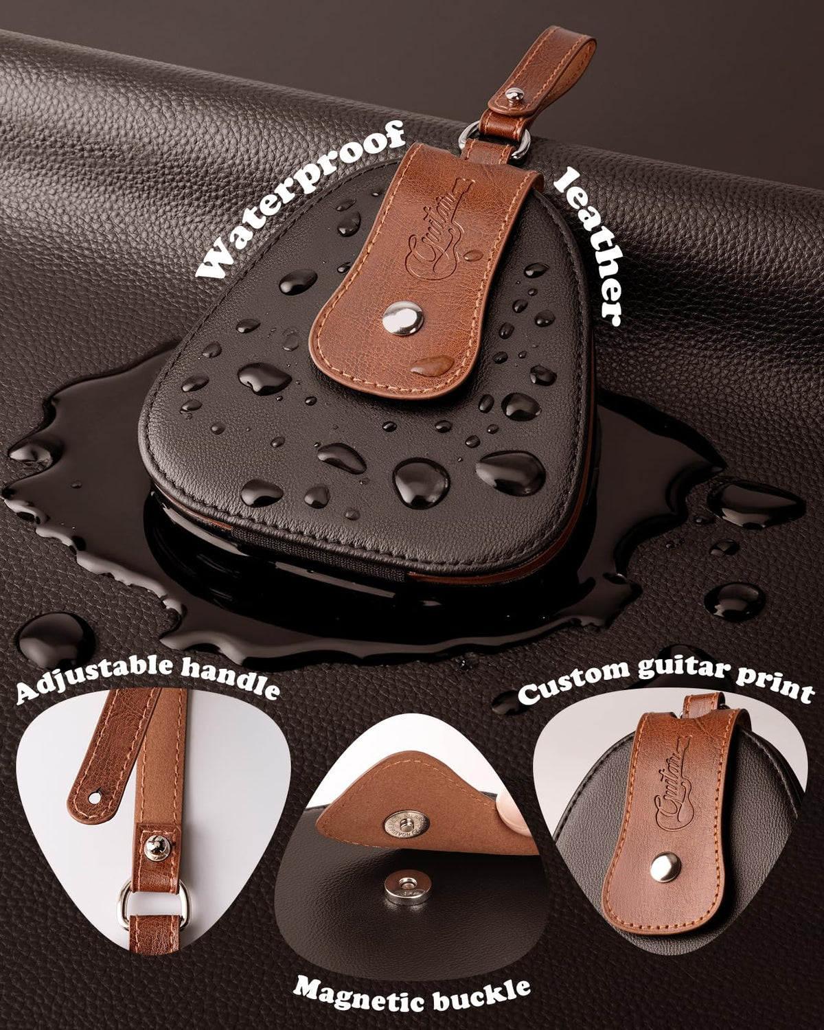 Guitar Picks Holder PU Leather Bag X792