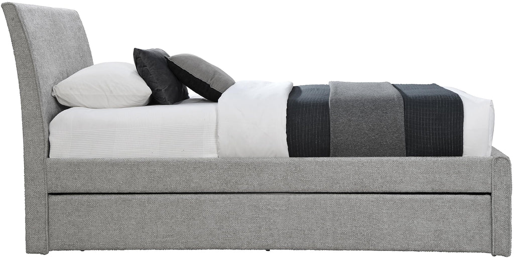 Grey Chenille Twin Trundle Bed H2120