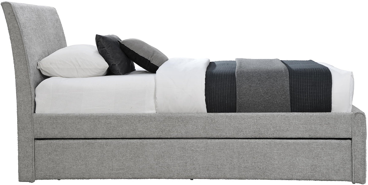 Grey Chenille Twin Trundle Bed H2120