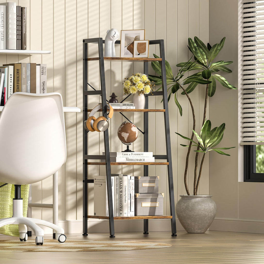 4-Tier Industrial Bookshelf with Steel Frame I8227