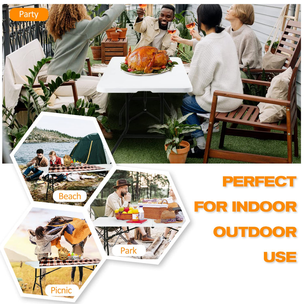 White 6 ft Folding Portable Table 500 lbs Capacity Z8007
