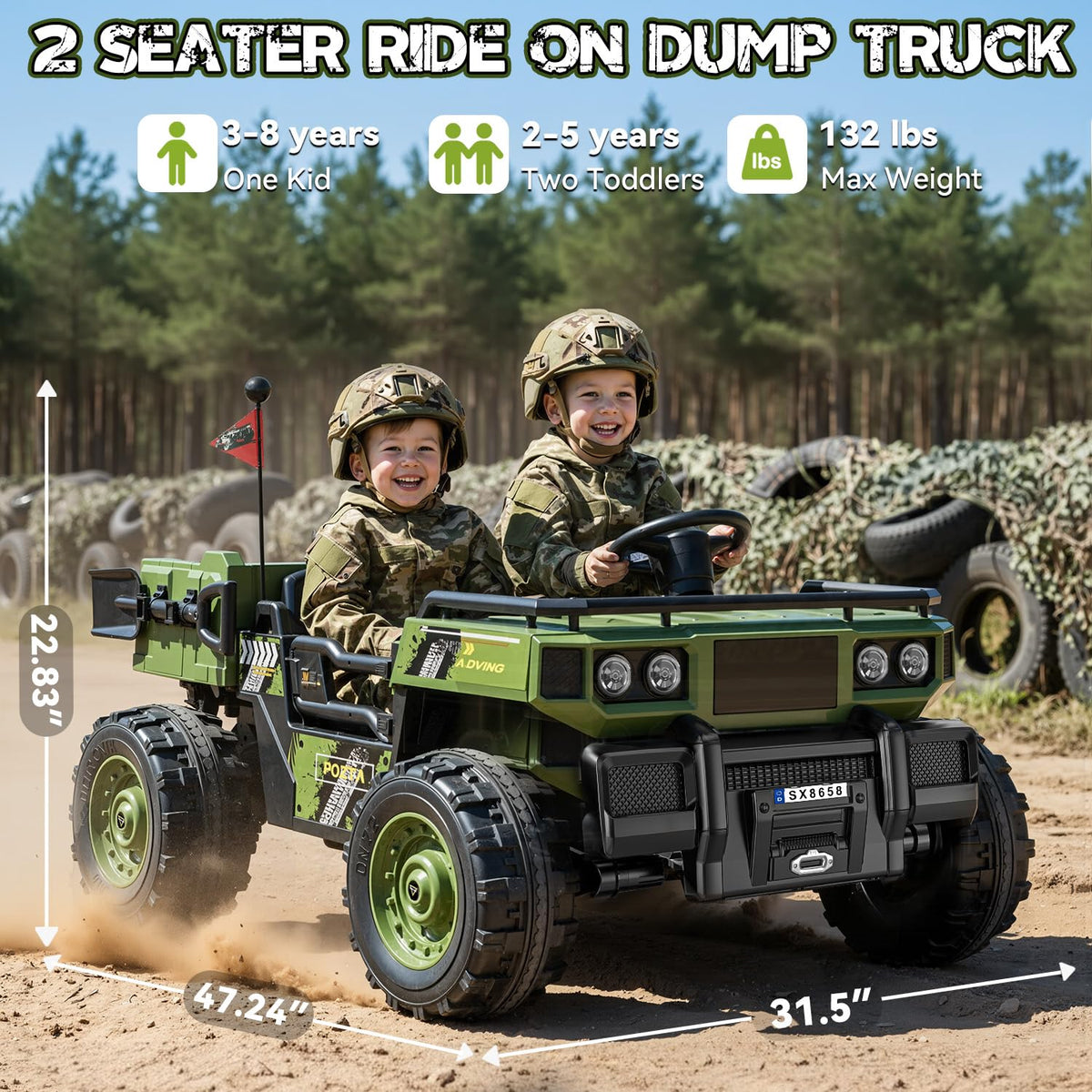 24V 4WD 2-Seater Ride on Dump Truck V795996