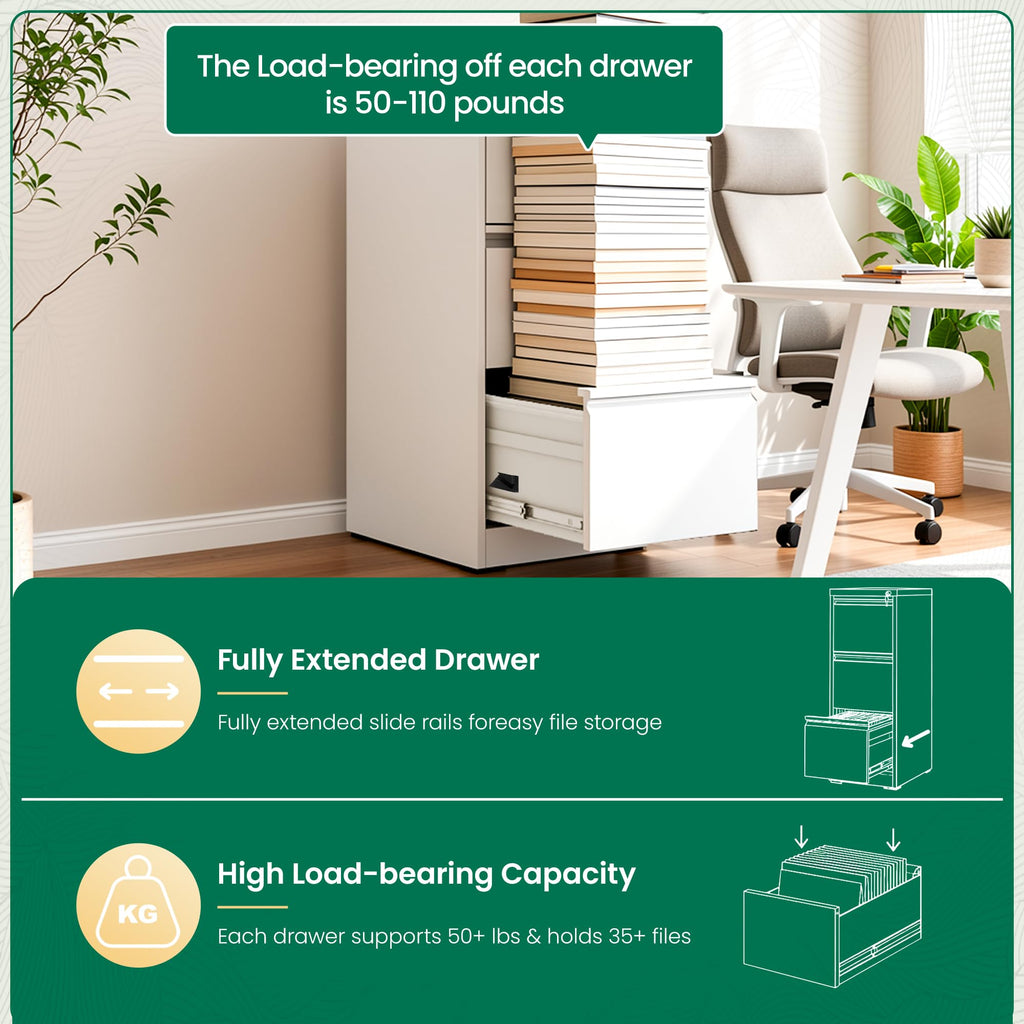 White 3 Drawer Metal File Cabinet with Lock Q77286