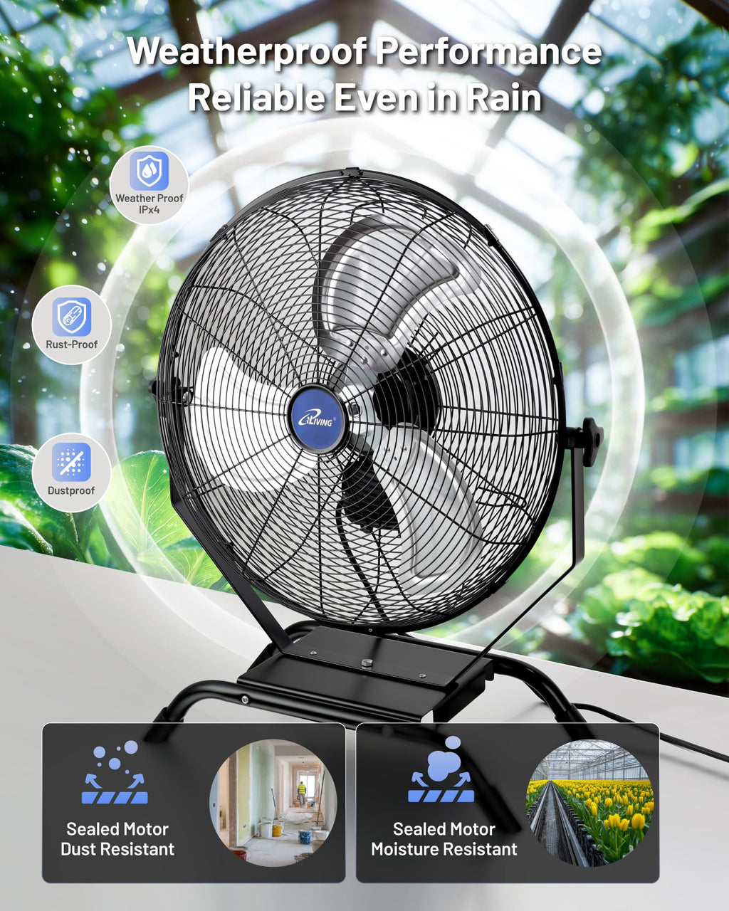 20" Variable Speed Indoor/Outdoor Fan, 4650 CFM, Black Y724