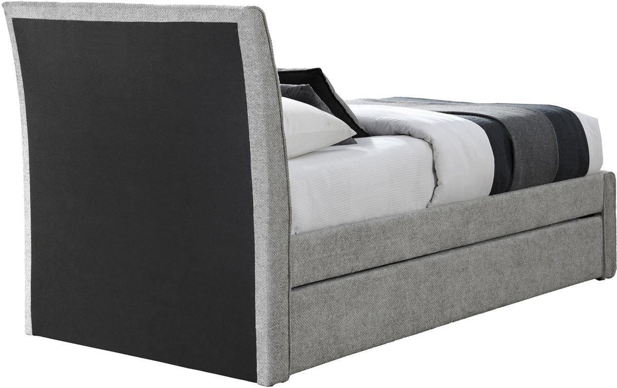 Grey Chenille Twin Trundle Bed H2120