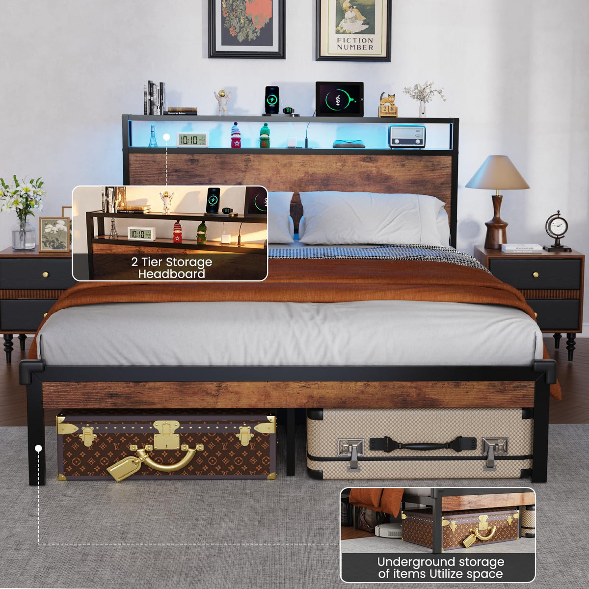 Full Size Bed Frame with Headboard A91488