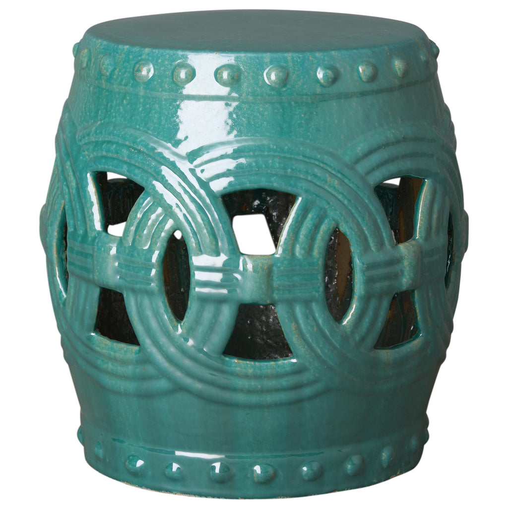 Teal Glazed Garden Stool J461