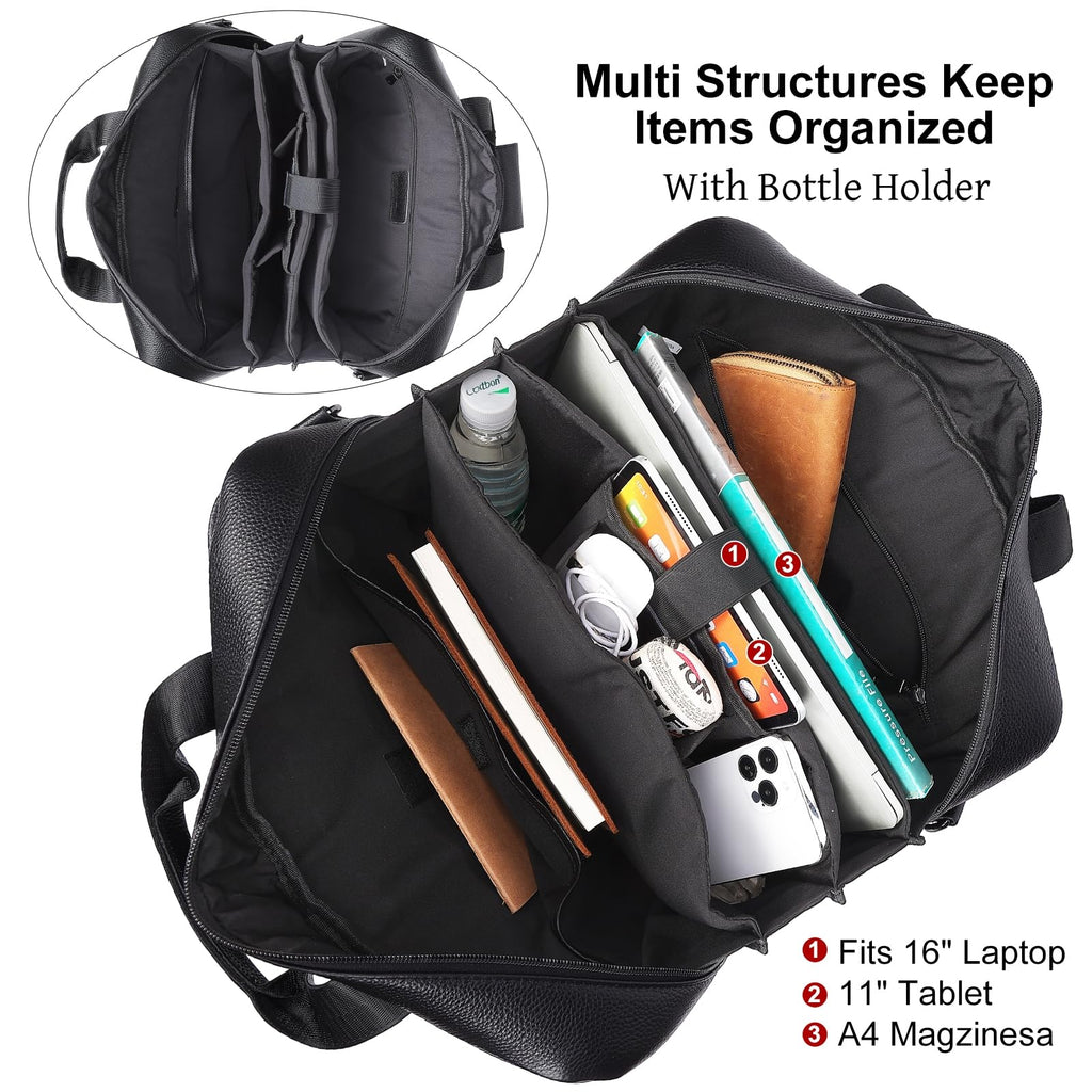 Black Leather 16 Inch Laptop Briefcase Bag G15496