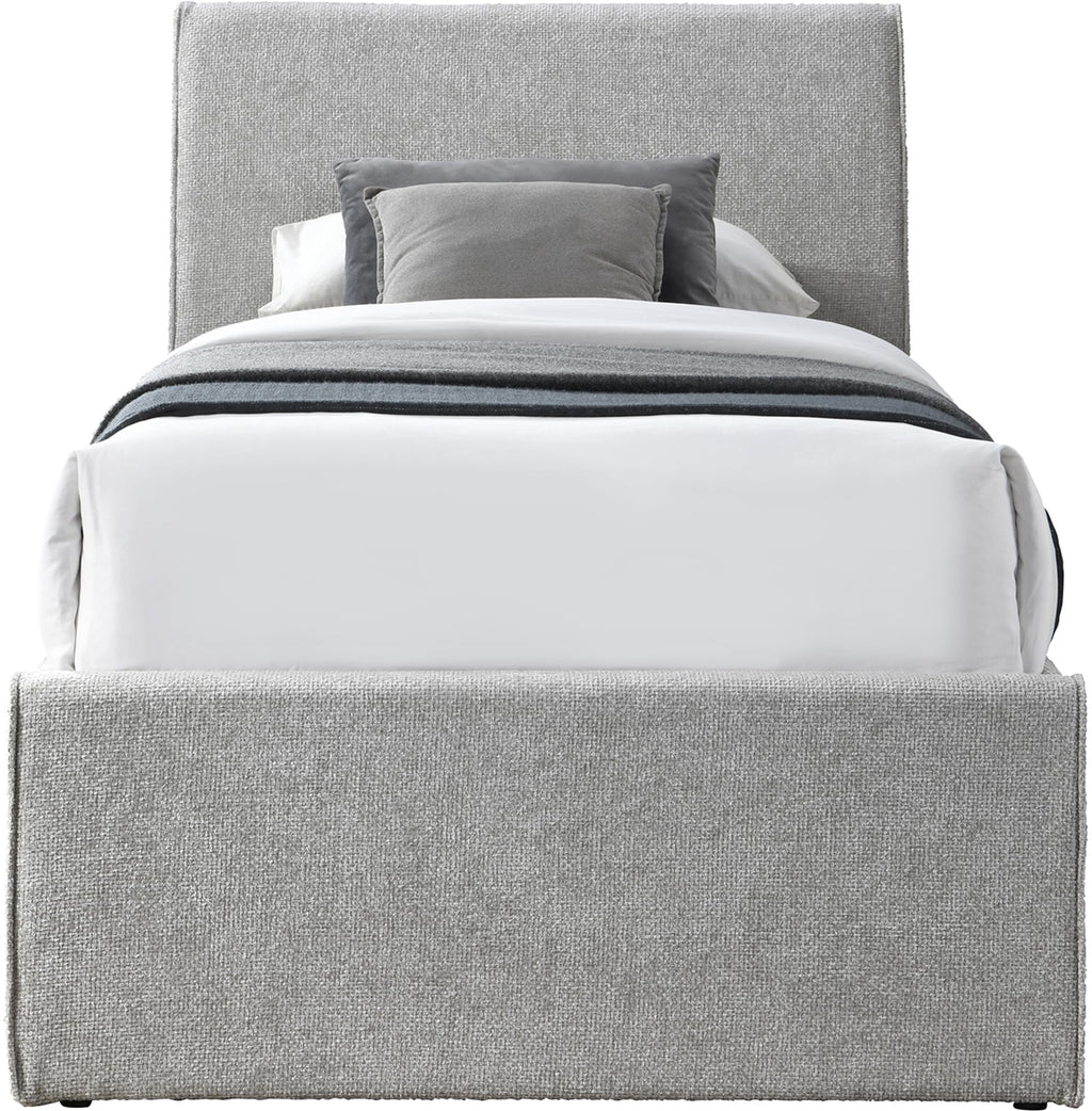 Grey Chenille Twin Trundle Bed H2120