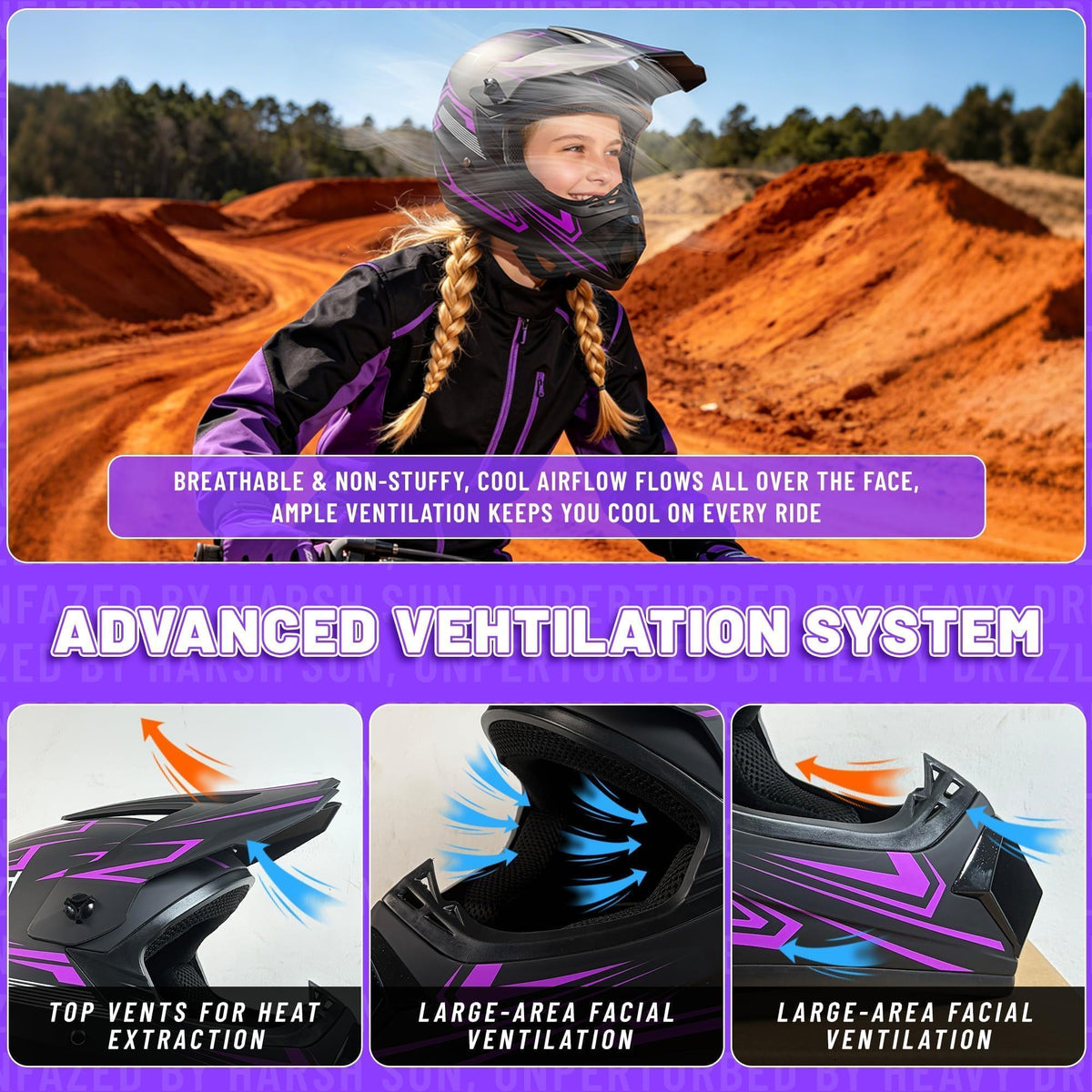 DOT Certified Kids Youth Full Face Motorcycle Helmet X7285
