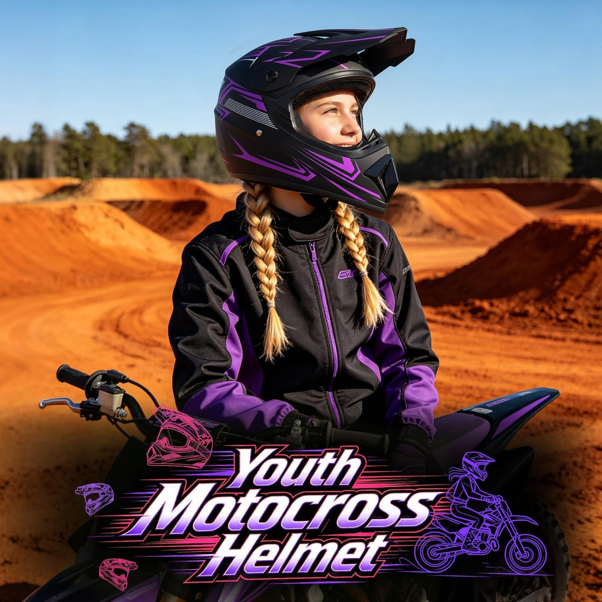 DOT Certified Kids Youth Full Face Motorcycle Helmet X7285
