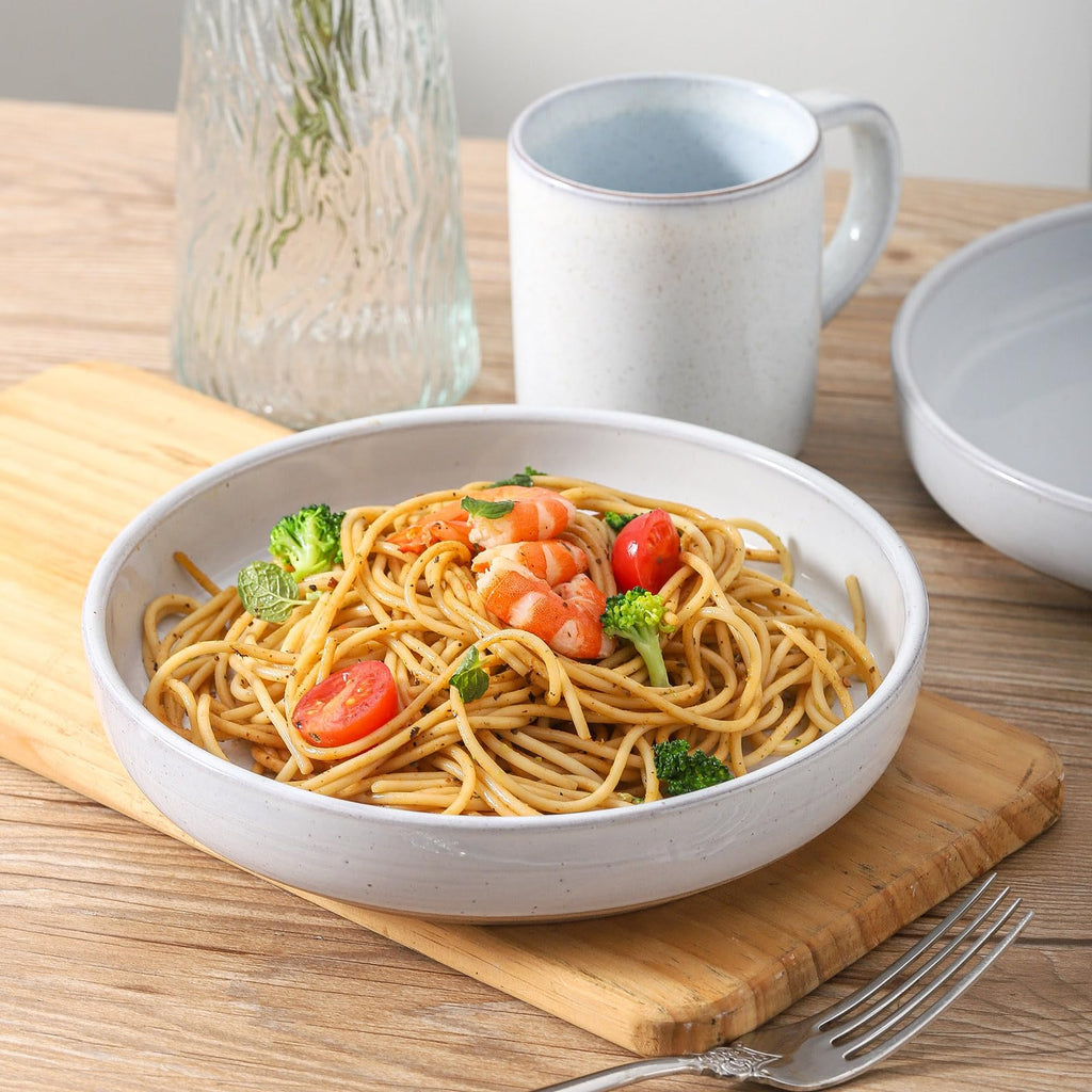 White Ceramic Pasta Bowls Set of 4, 26 oz Z1782