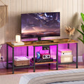 Rustic Brown and Black TV Stand with Charging Station P329592