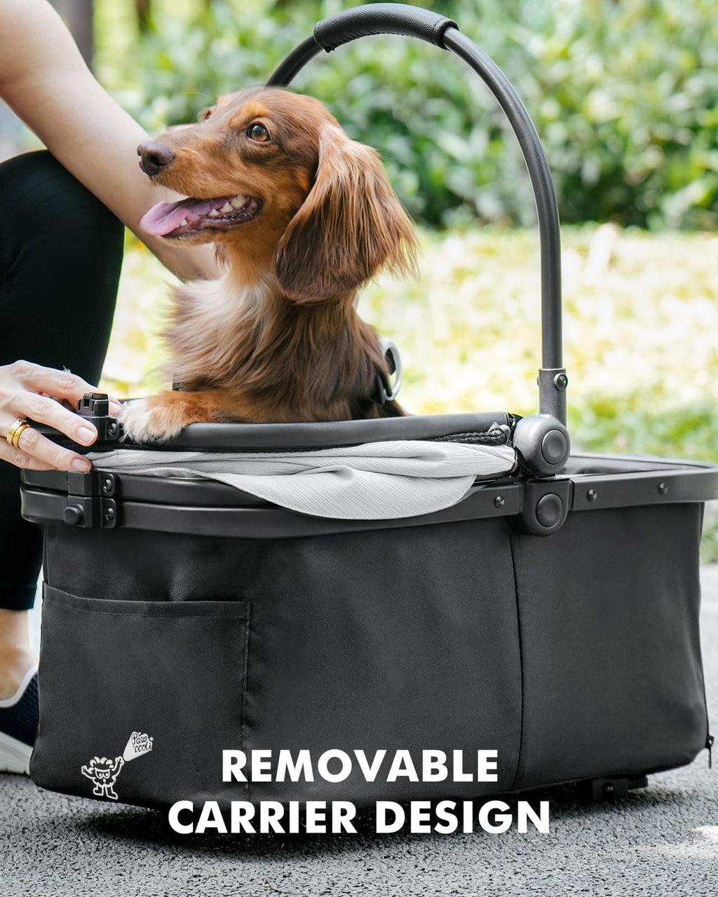 Black Foldable Pet Stroller with Detachable Carrier W51066