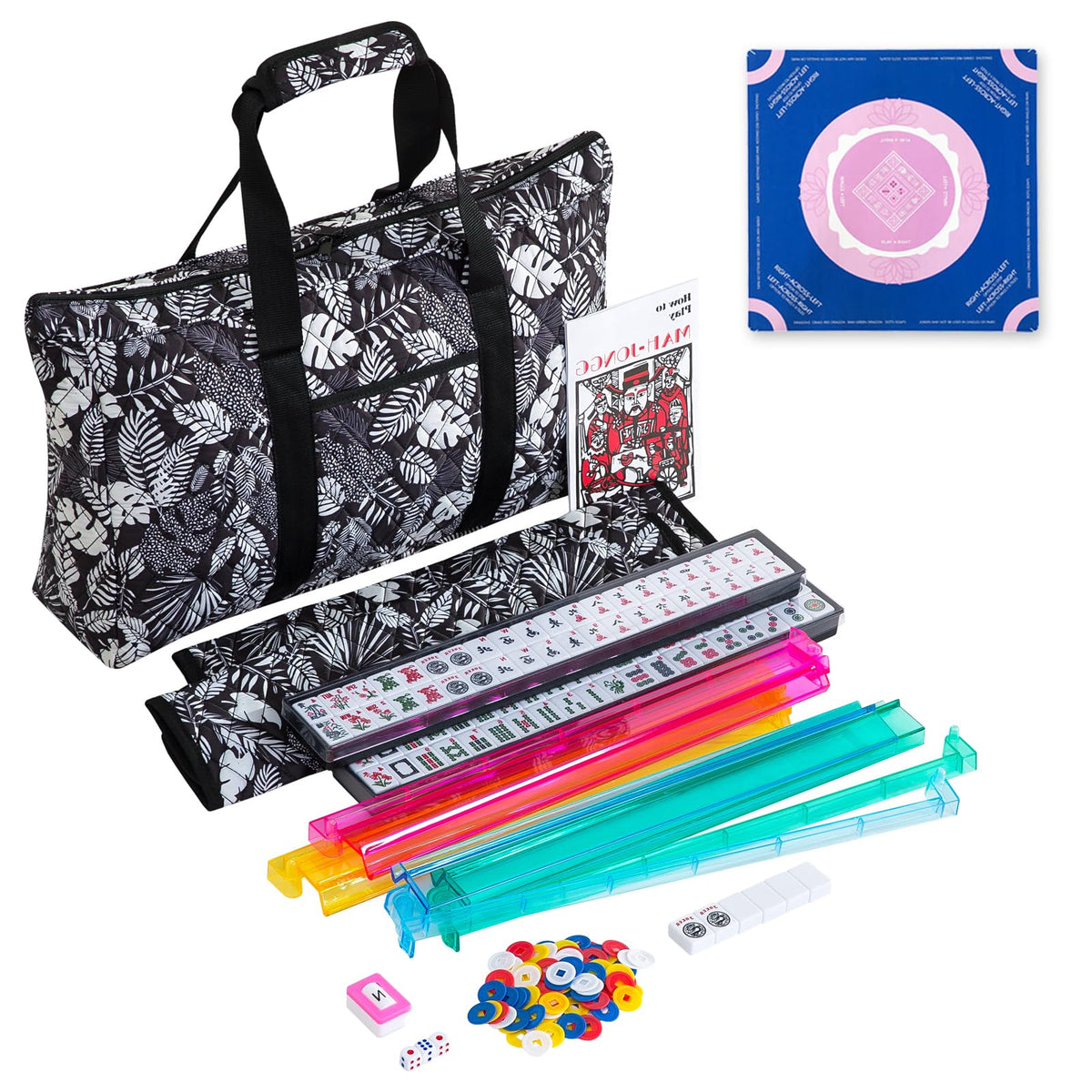American Mahjong Tile Set with 166 Tiles, 4 Racks & Travel Bag N360