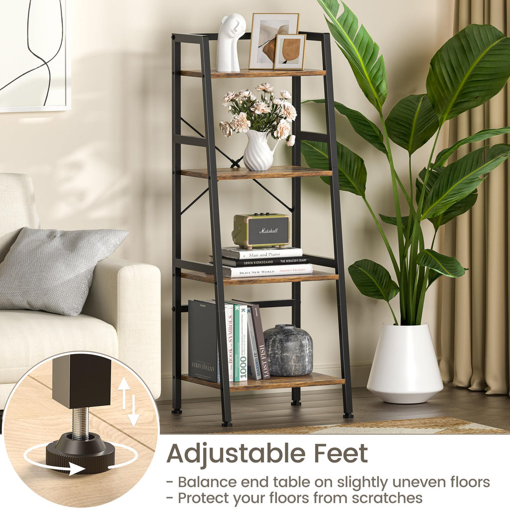4-Tier Industrial Bookshelf with Steel Frame I8227