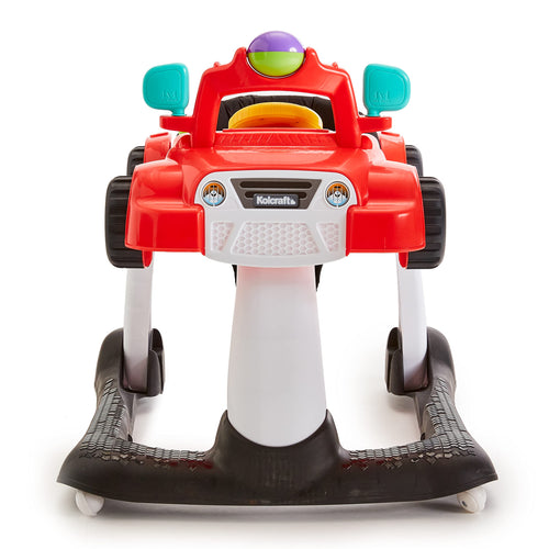2-in-1 Baby Push Walker with Wheels, Seated or Walk-Behind, Racer Red E407