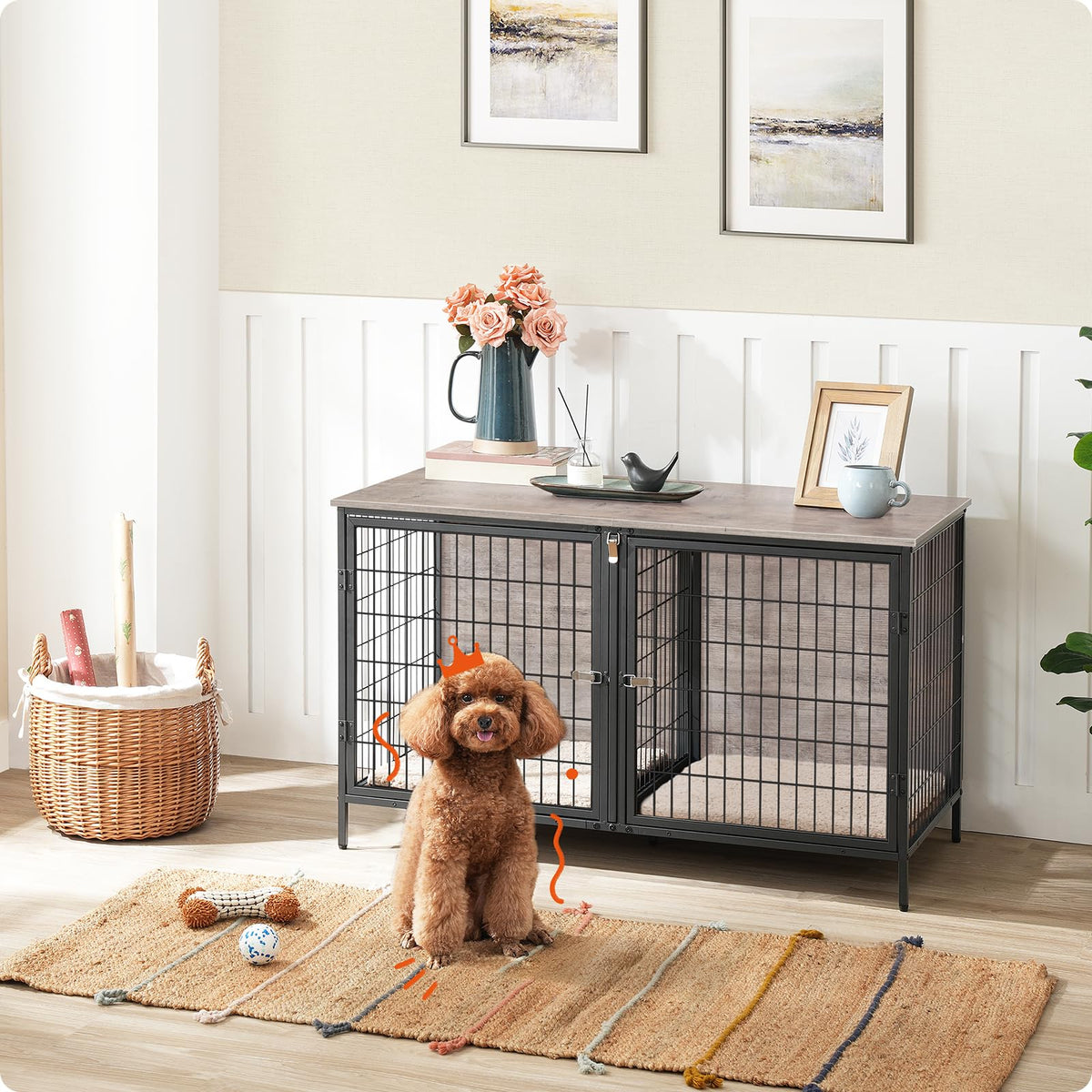 Greige Dog Crate Furniture A4362