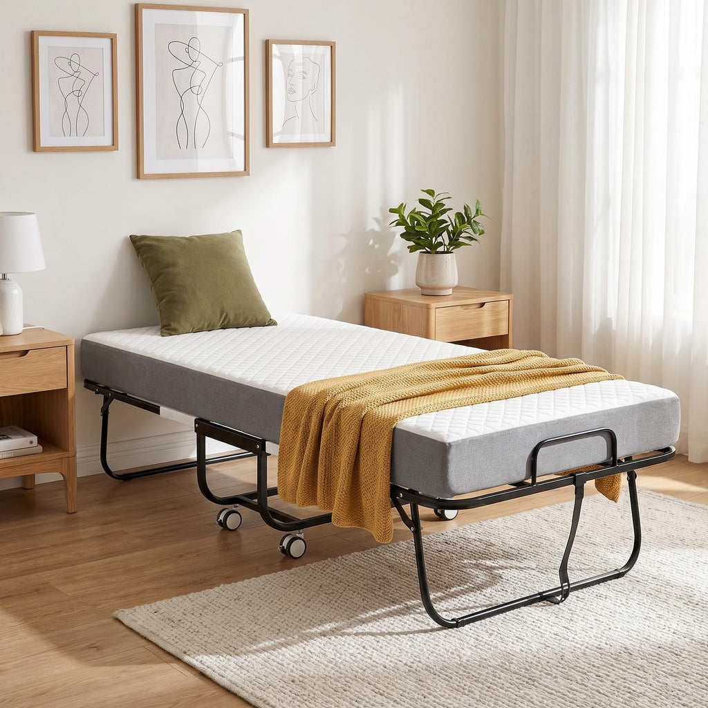 Folding Bed with Mattress Extra Wide Guest Bed H85720