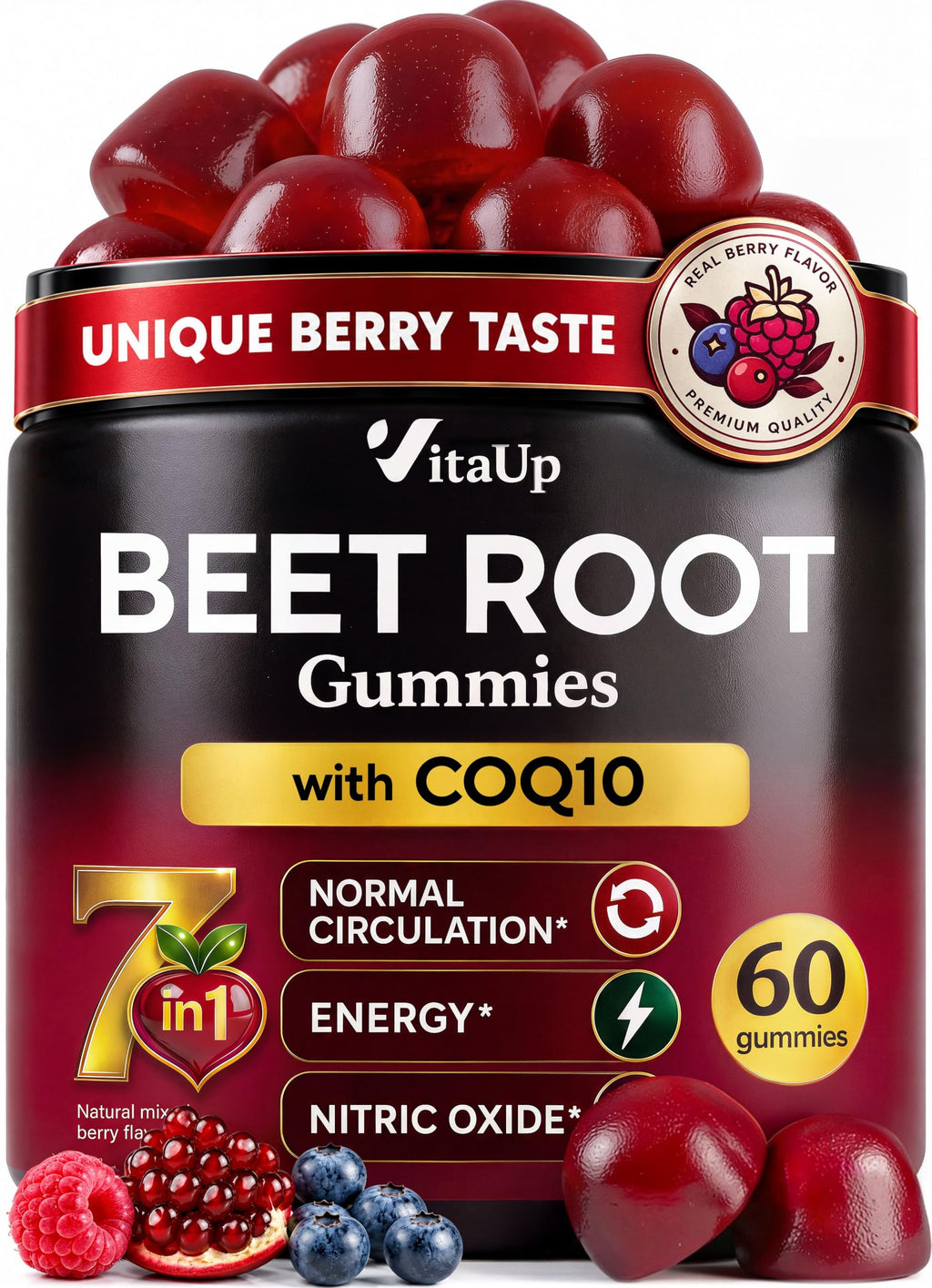 Beet Root Gummies with CoQ10, Grape Seed, Vitamin C, B12 & B3 R118