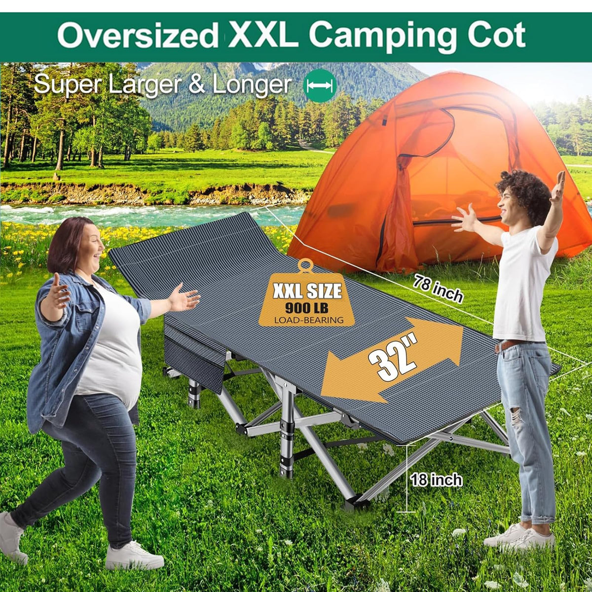 Folding Double Layer Oxford Camping Cot J8883