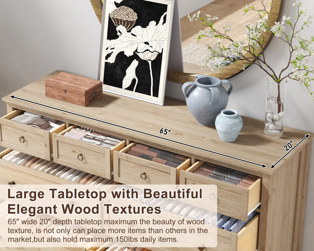 Rustic Wood 8 Drawer Dresser B773