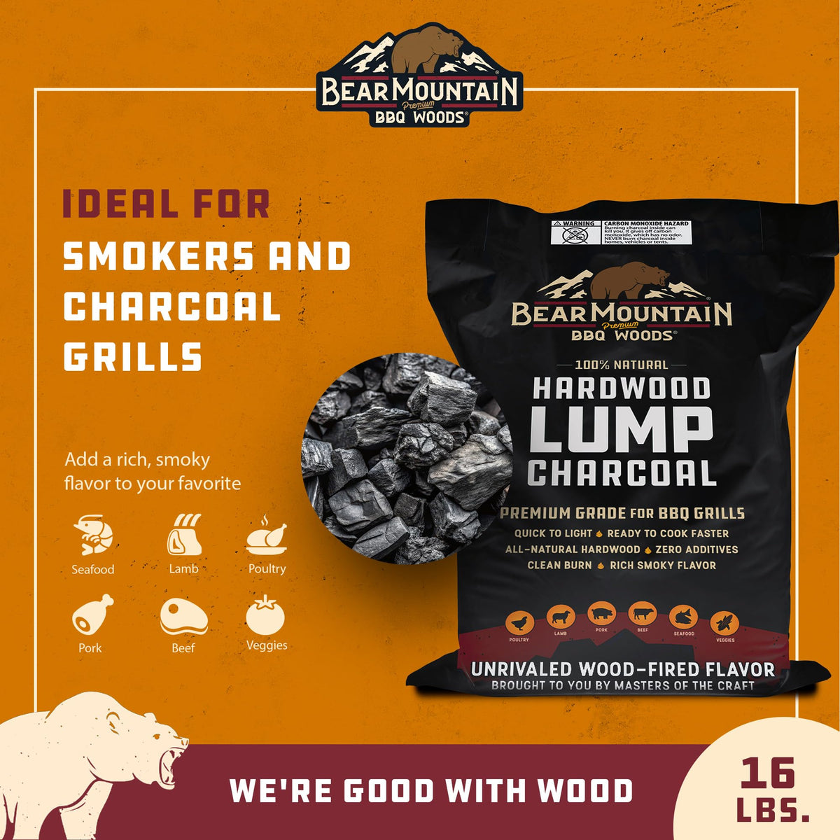 2 Pack Hardwood Lump Charcoal 8.8 Pounds E801