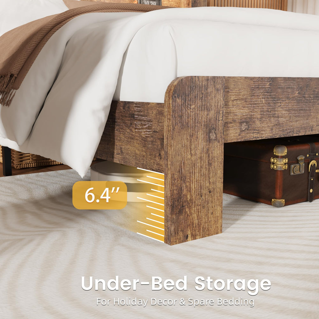 Queen Bed Frame with Wooden Headboard U274901
