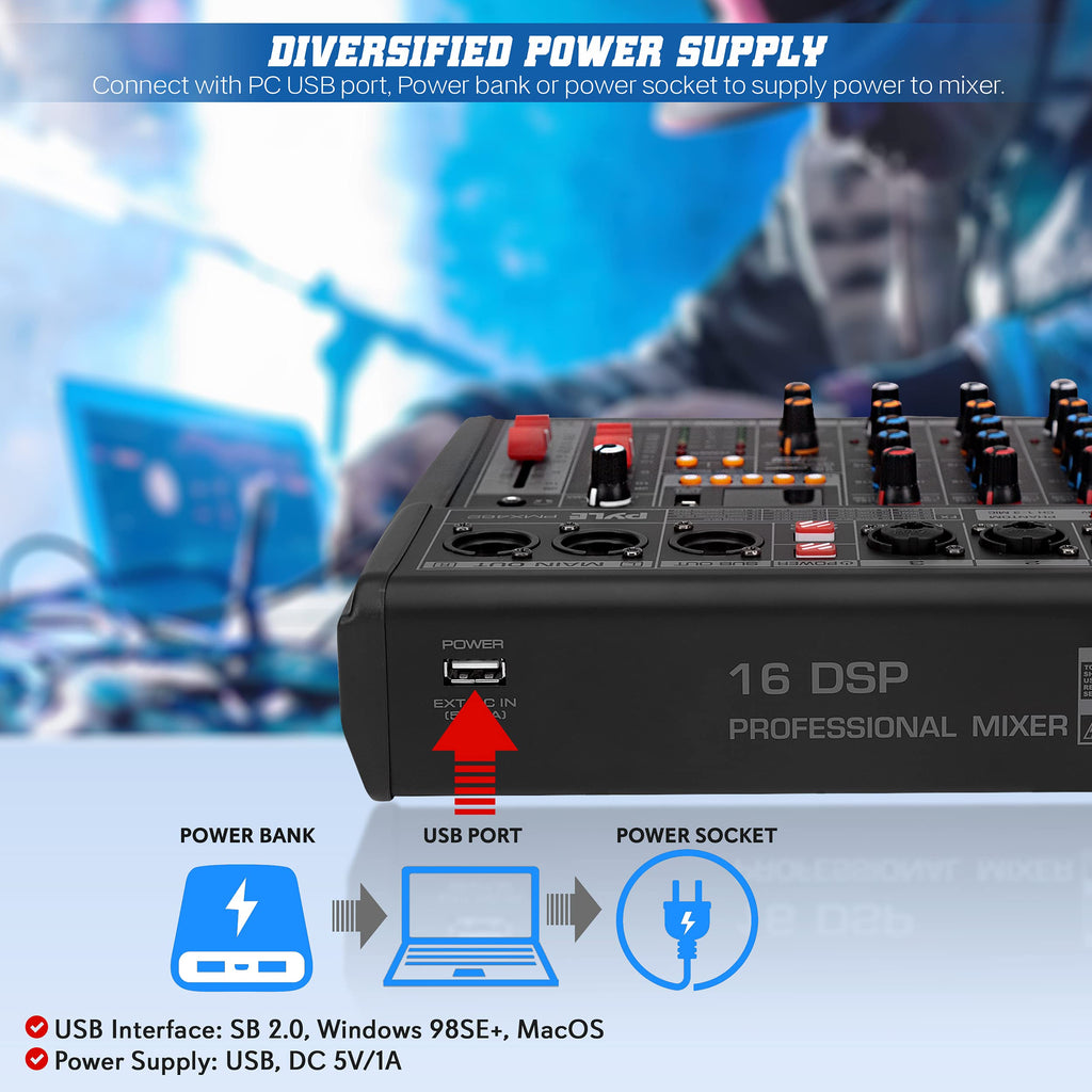 3-Channel DJ Audio Mixer with 16 Preset DSP Effects U51539