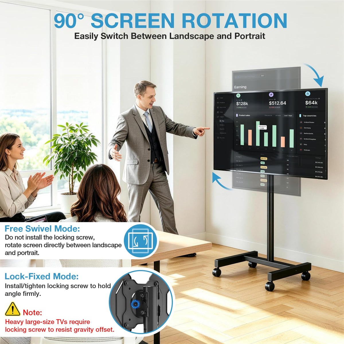 Rolling TV Stand for 13-50 Inch TVs H1863