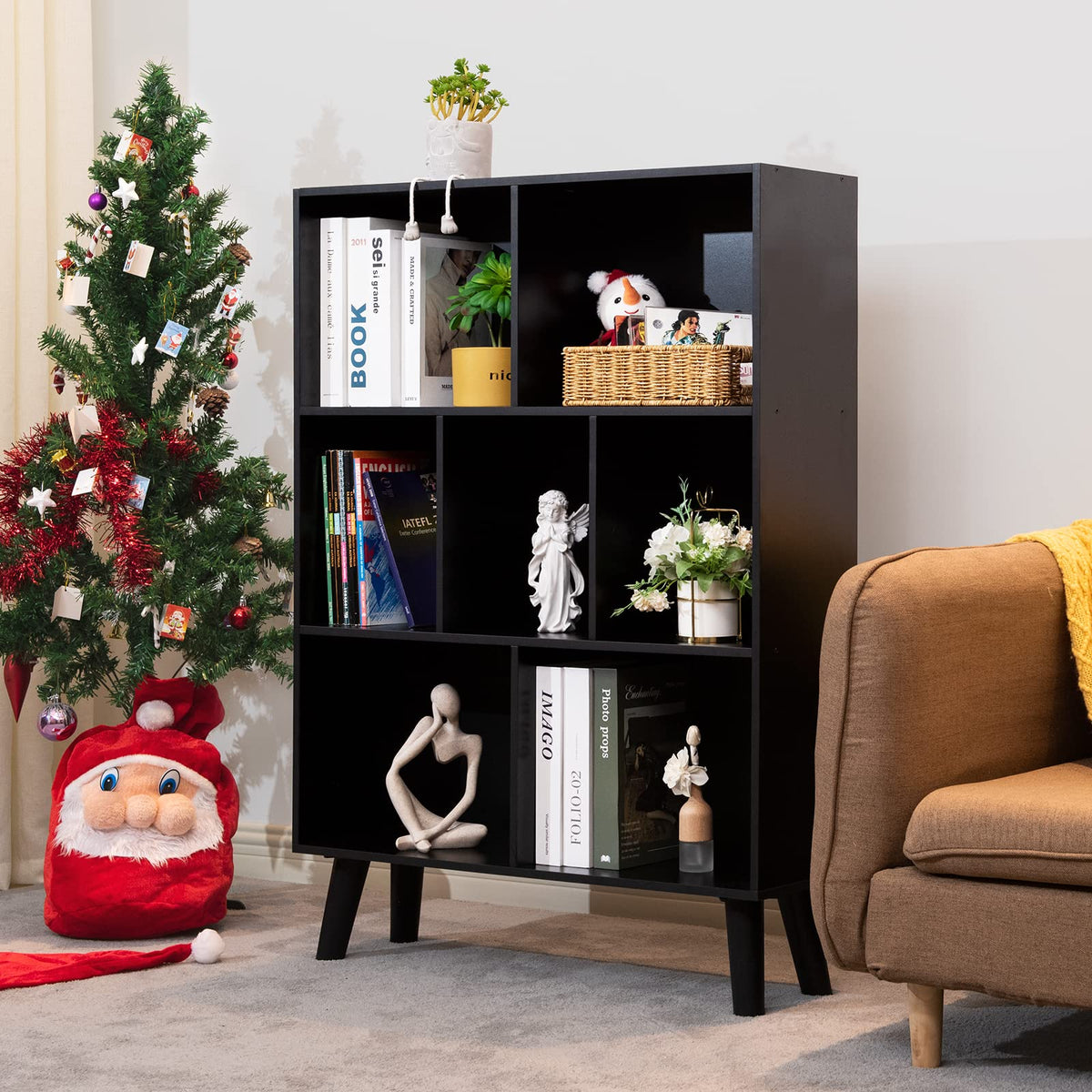 Black 3 Tier Wood Bookshelf P297