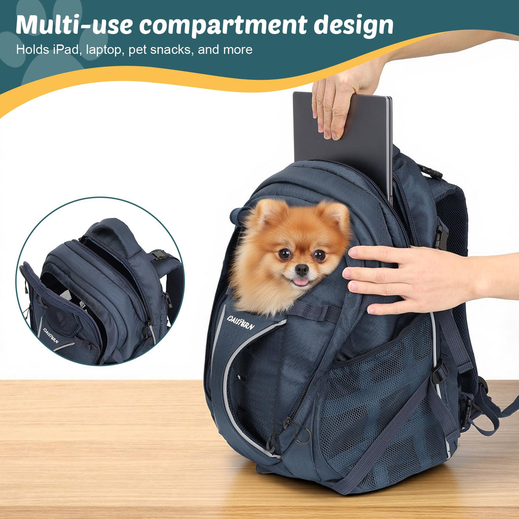 Dog Backpack Carrier, 2-in-1 Foldable 18 lbs Nylon Pet Travel Bag S5694