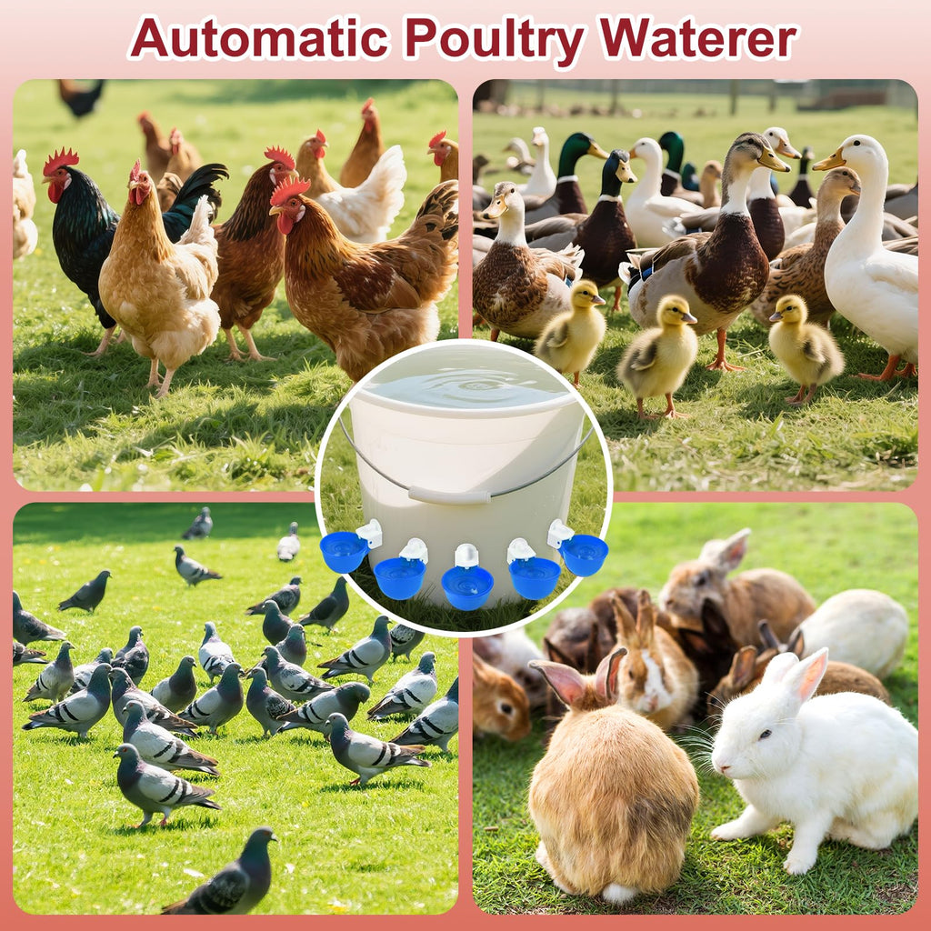8 Pack Blue Automatic Chicken Waterer Cups G6052