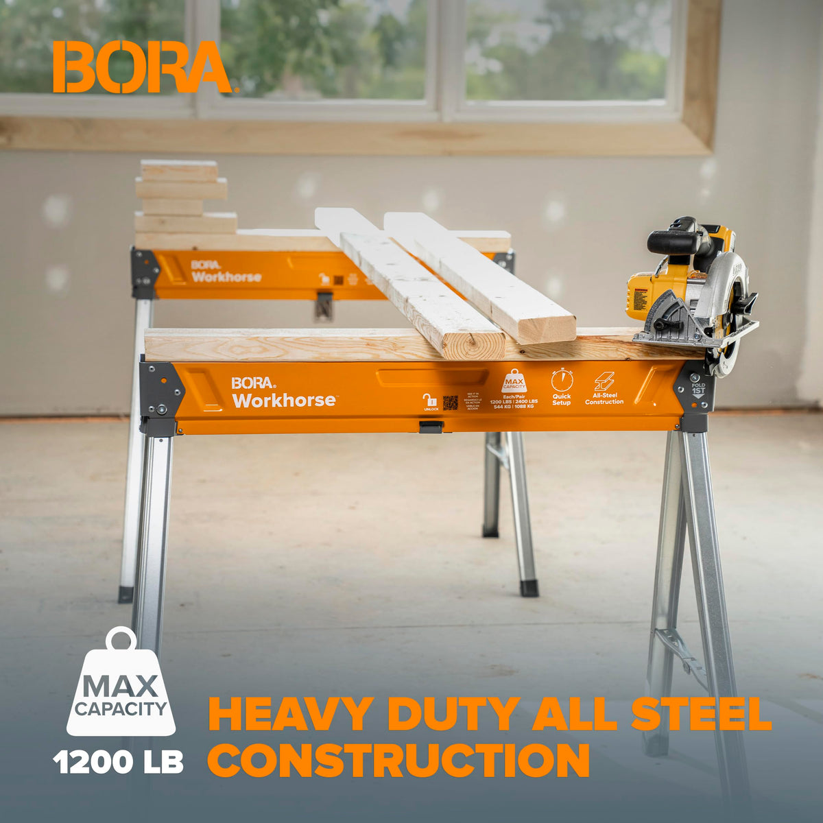 2 Pack Folding Heavy Duty Metal Sawhorse Y7700