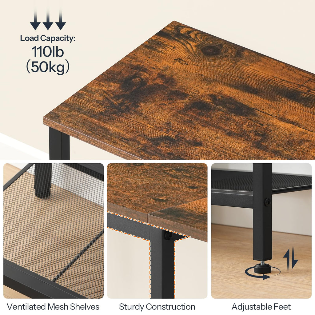 Rustic Brown and Black TV Stand with Charging Station P329592