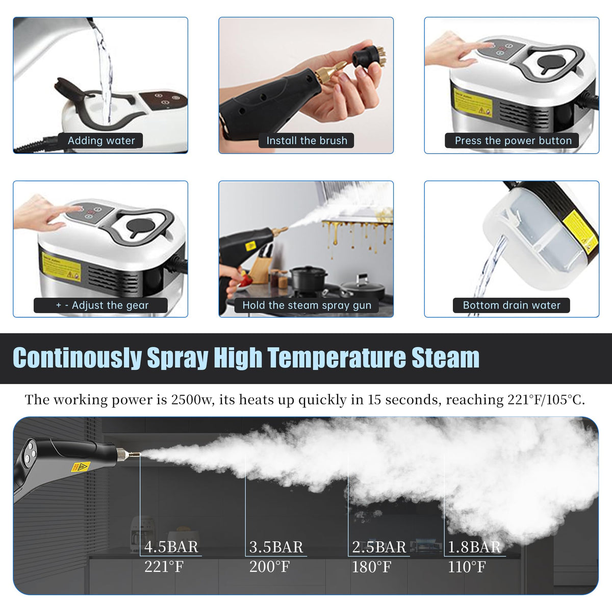 2500W Handheld Steam Cleaner L502159