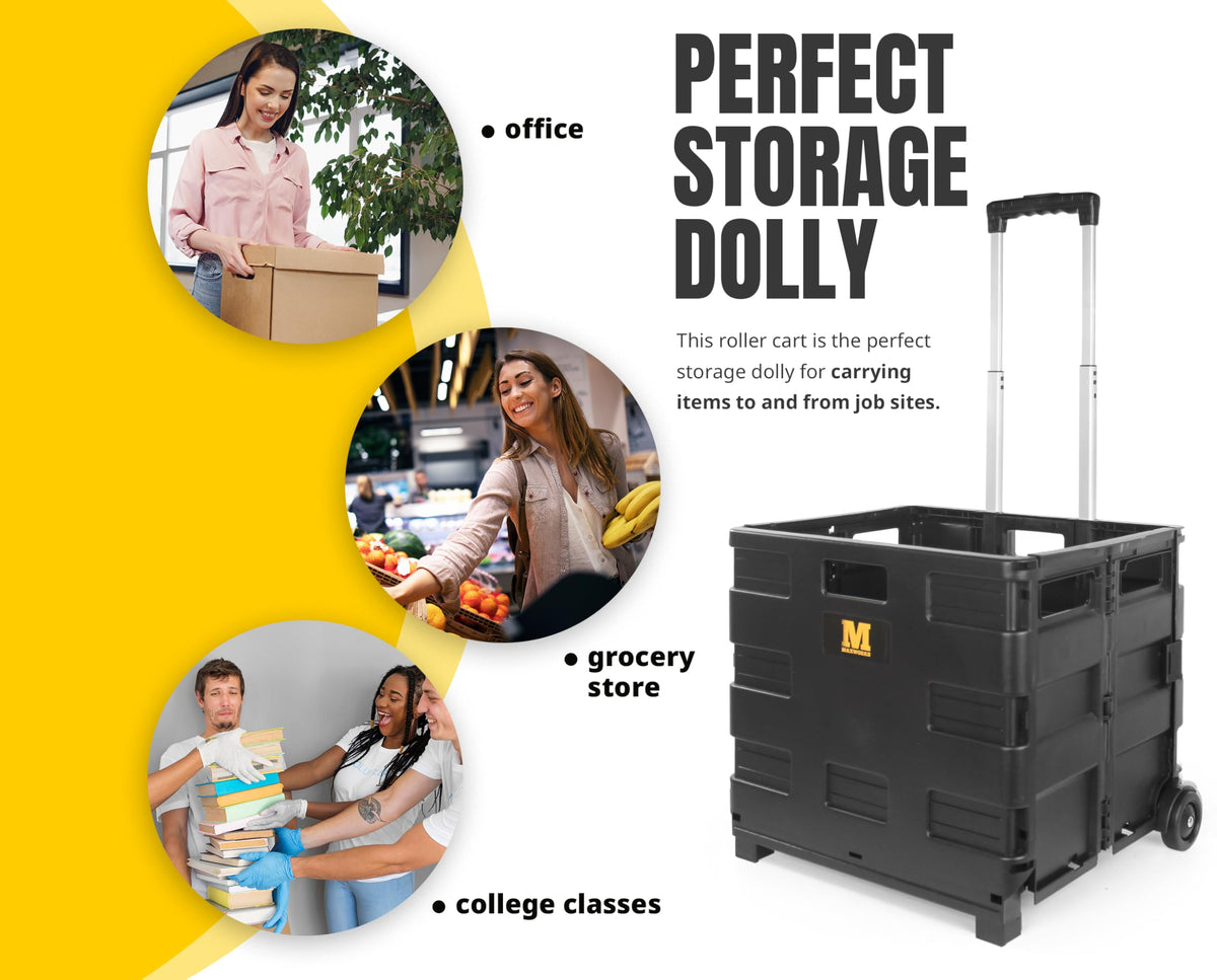 Black Collapsible Rolling Folding Dolly Cart C283