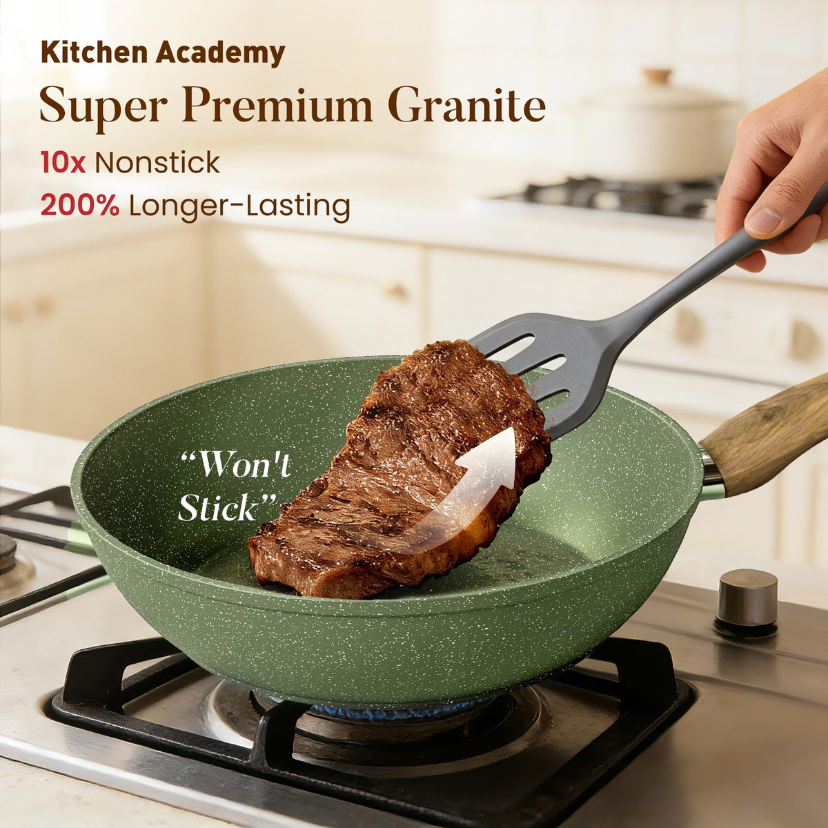 Non Stick Sage Green Cookware Set H32055