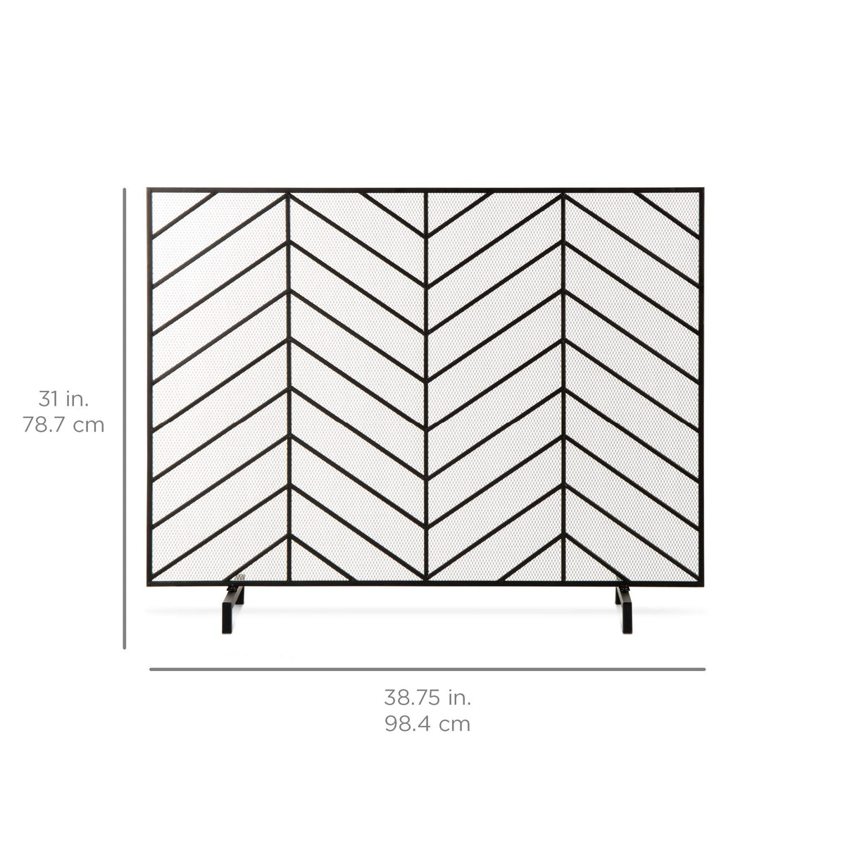 38x31in Wrought Iron Mesh Chevron Fireplace Screen X8040