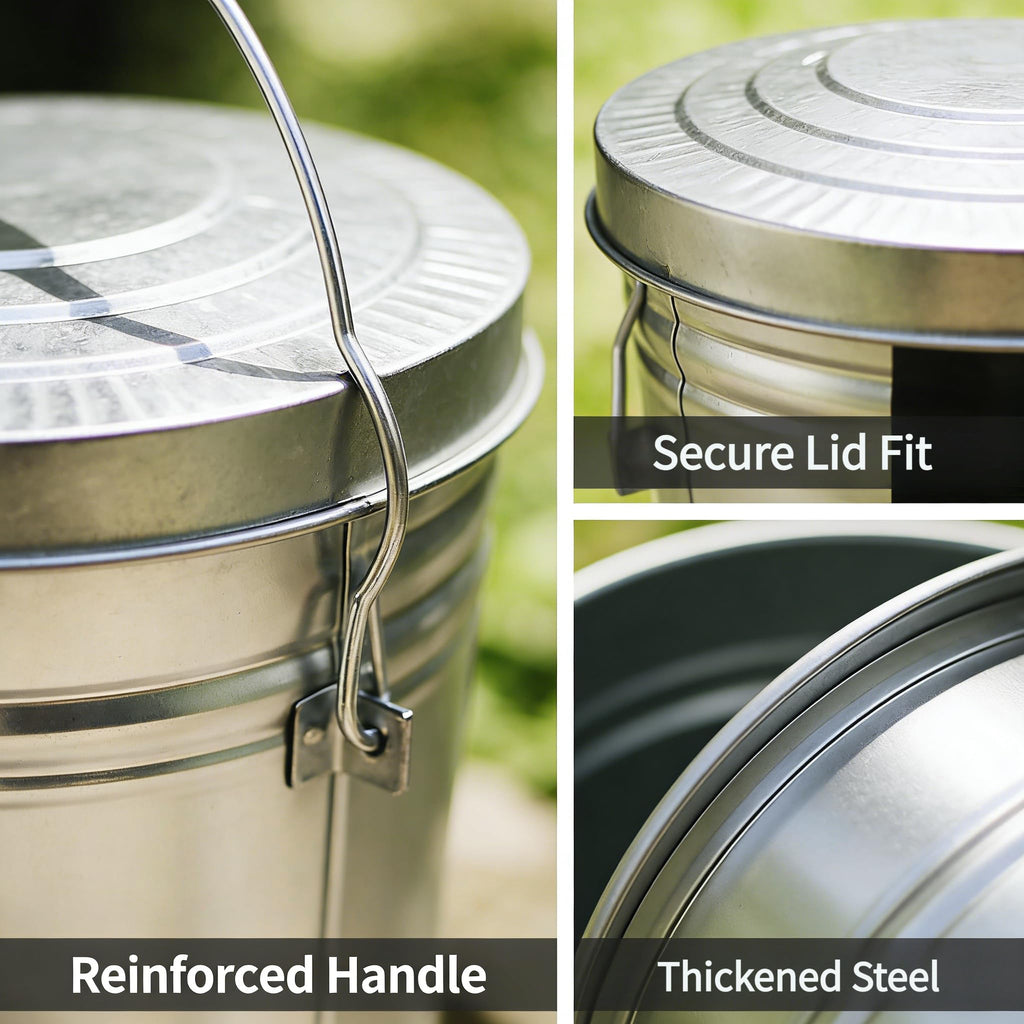 6 Gallon Galvanized Metal Trash Can with Lid J108